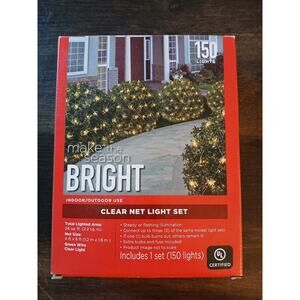 Make the Season Bright 150 Clear Net Lights Indoor Outdoor 4x6 ft Green Wire